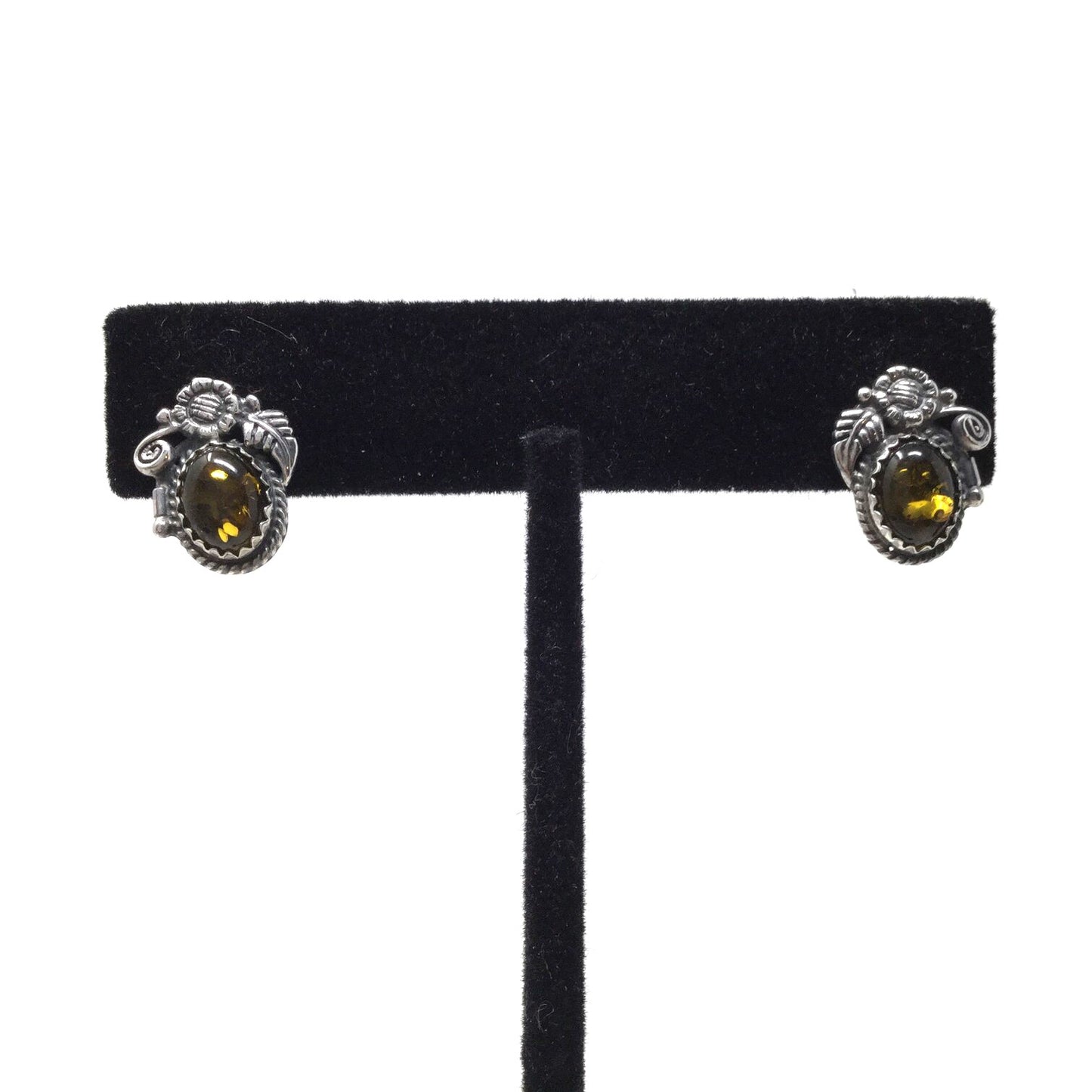Green Amber Earrings