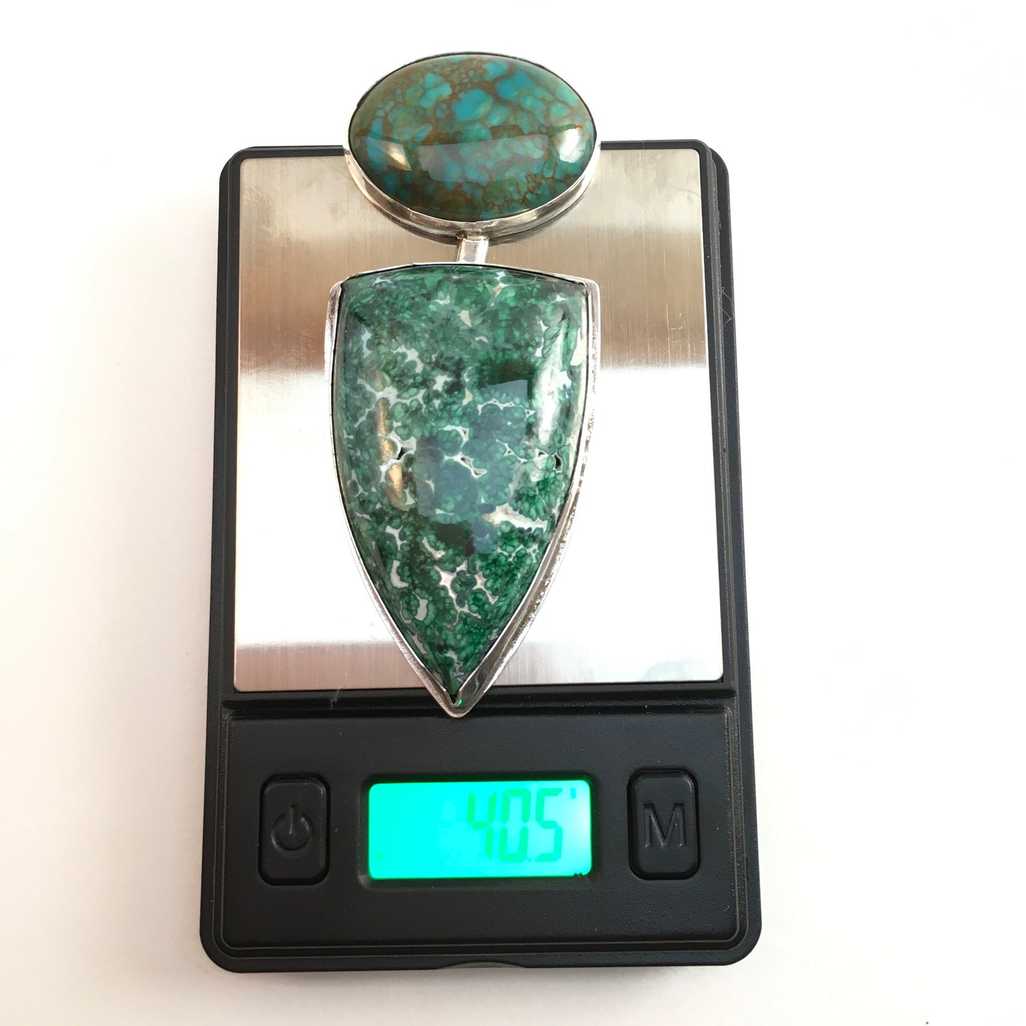 Fern Malachite and Turquoise Pendant