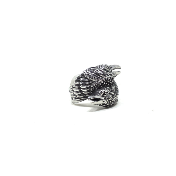 Stainless Steel Double Raven Ring, sizes 9, 12, 13 & 14