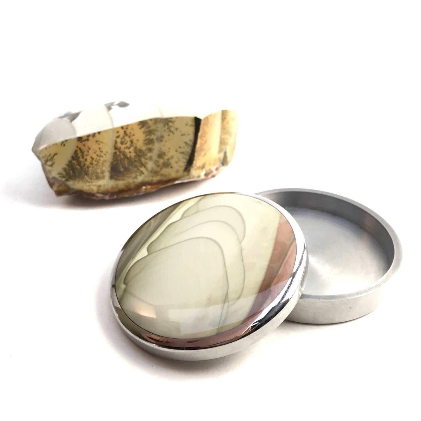 Willow Creek Jasper and Stainless Steel Pillbox