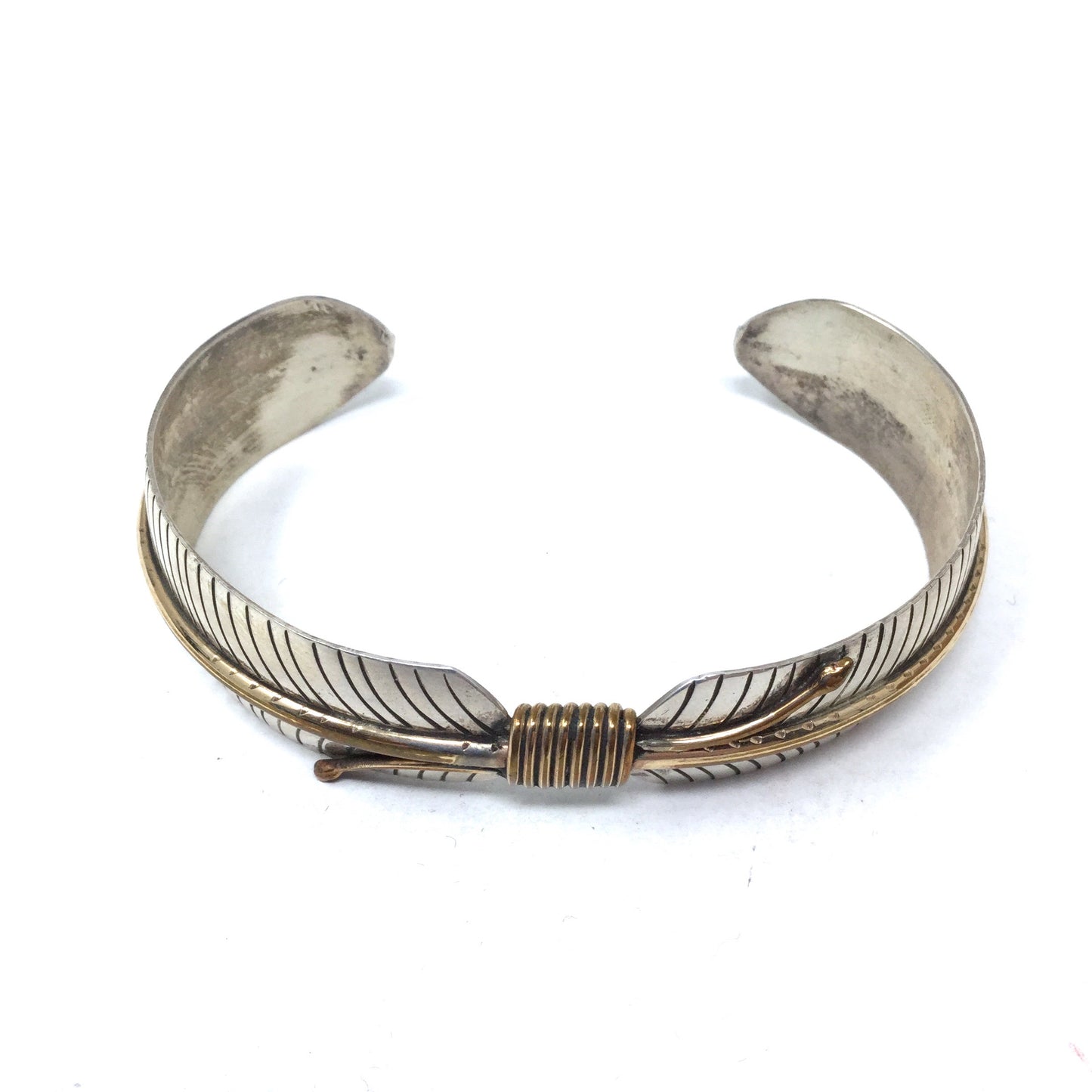 Douglas Etsitty Goldfill Feather Cuff Bracelet