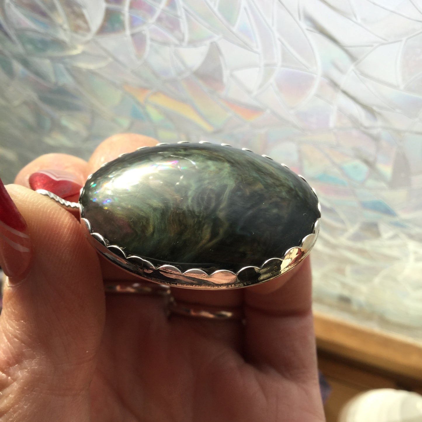 Mother of Pearl Obsidian Pendant