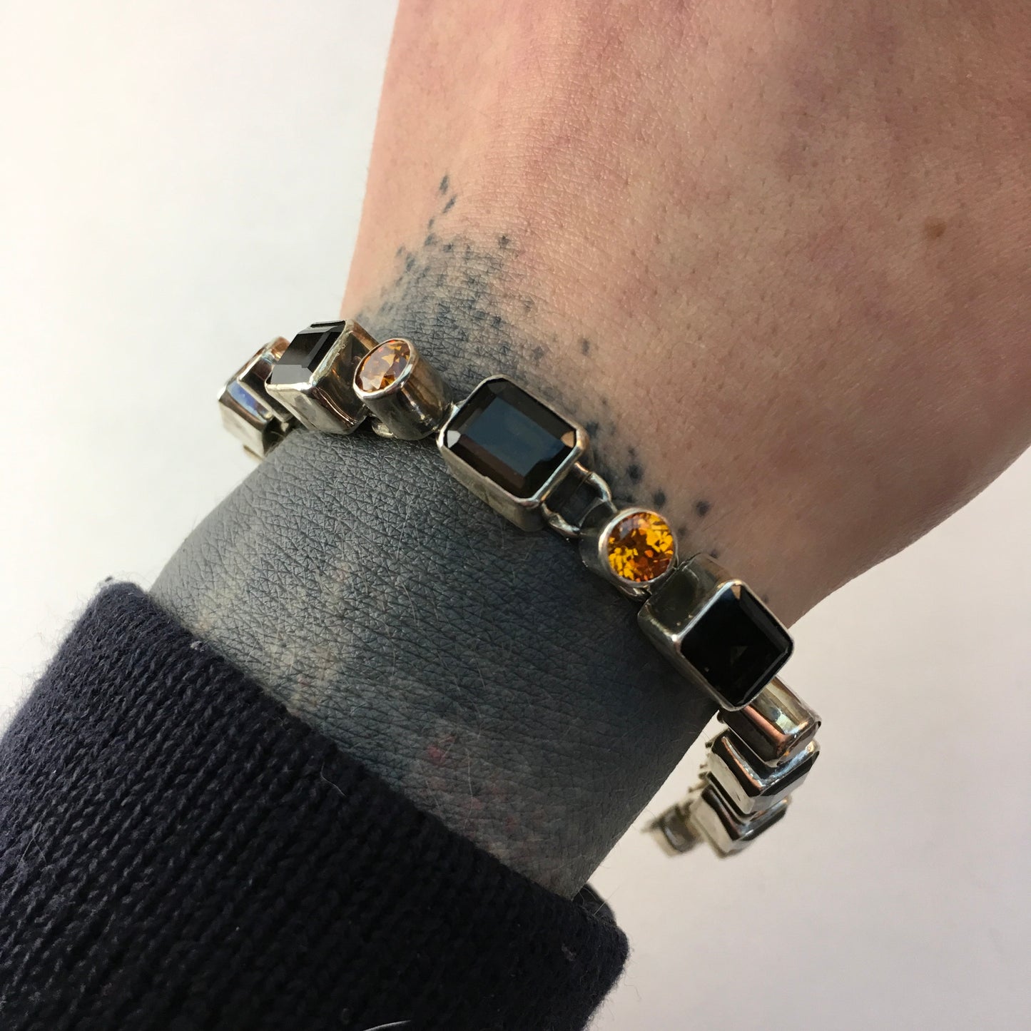 Citrine and Smoky Quartz Tennis Bracelet
