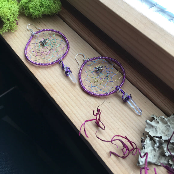 Purple Dragonfly Dreamweb Earrings