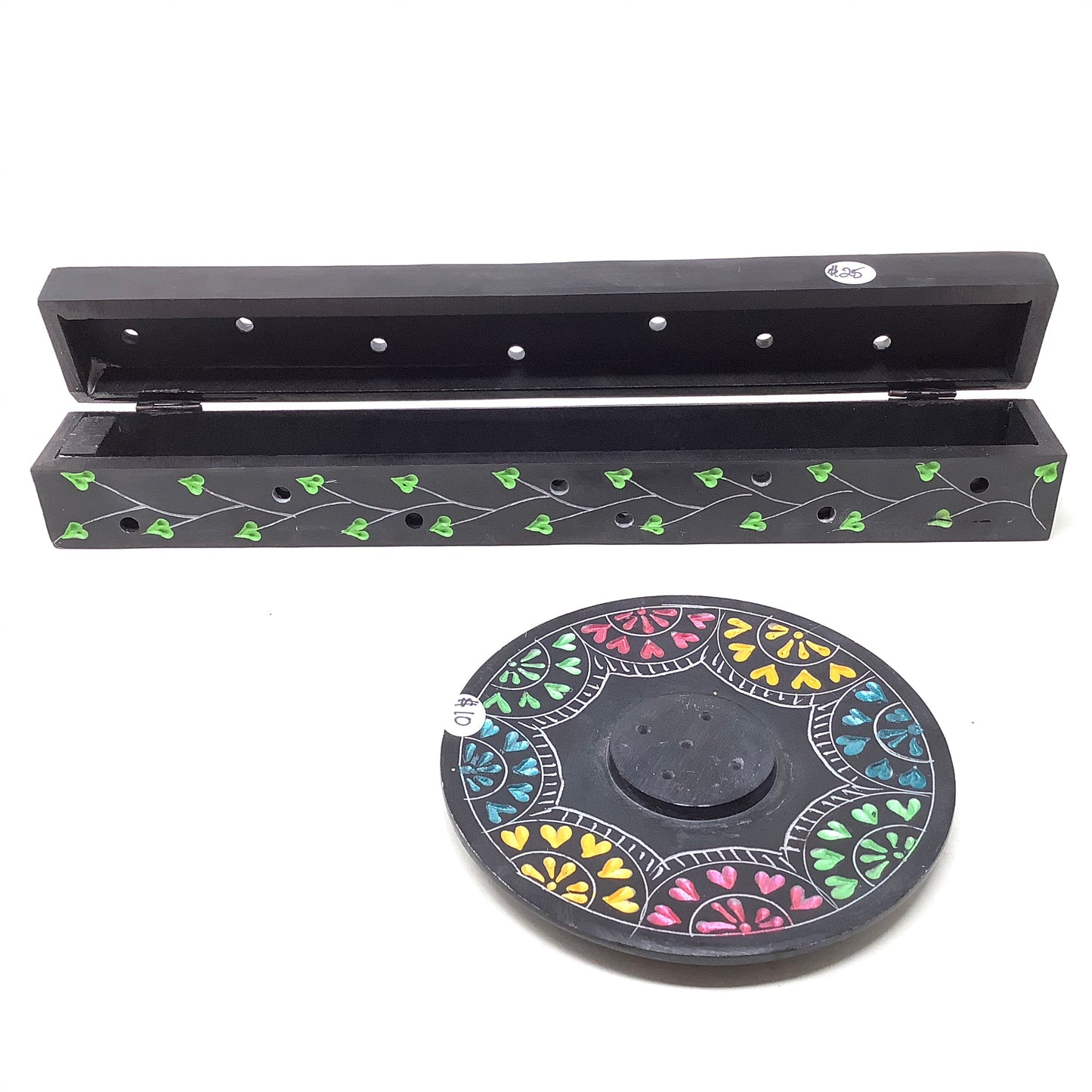 Black and Colored Floral Incense Burner