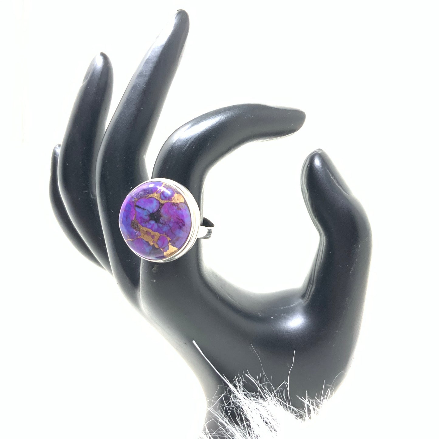 Round Purple Mojave Turquoise Ring, size 8