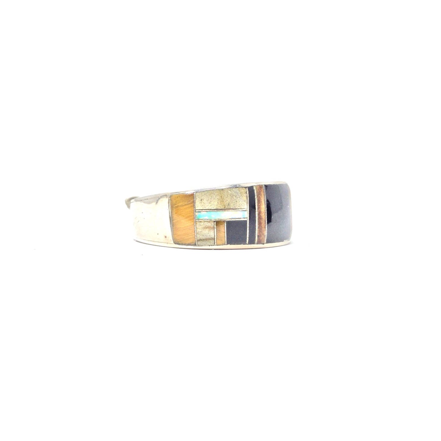 Opal and Black Onyx Inlay Ring, size 11