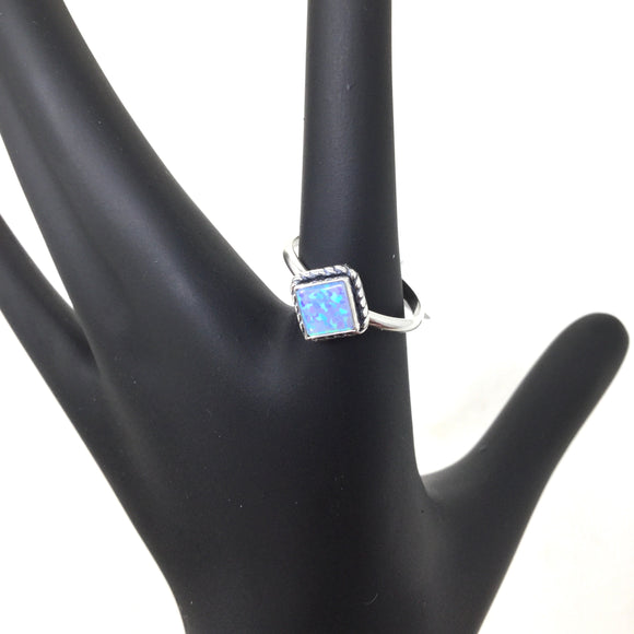 Square Blue Opal Ring, sizes 6-10.5