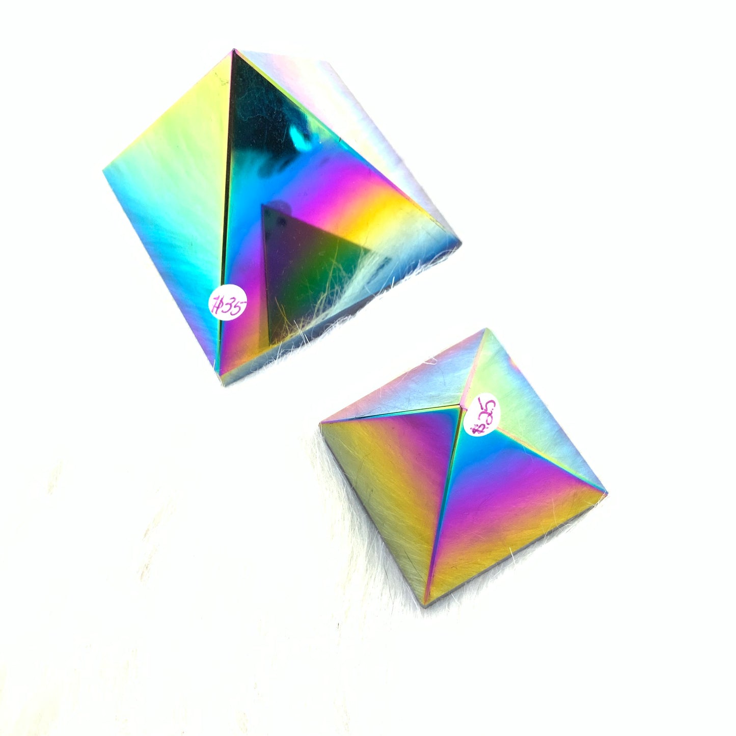 Titanium Aura Hematite Pyramid