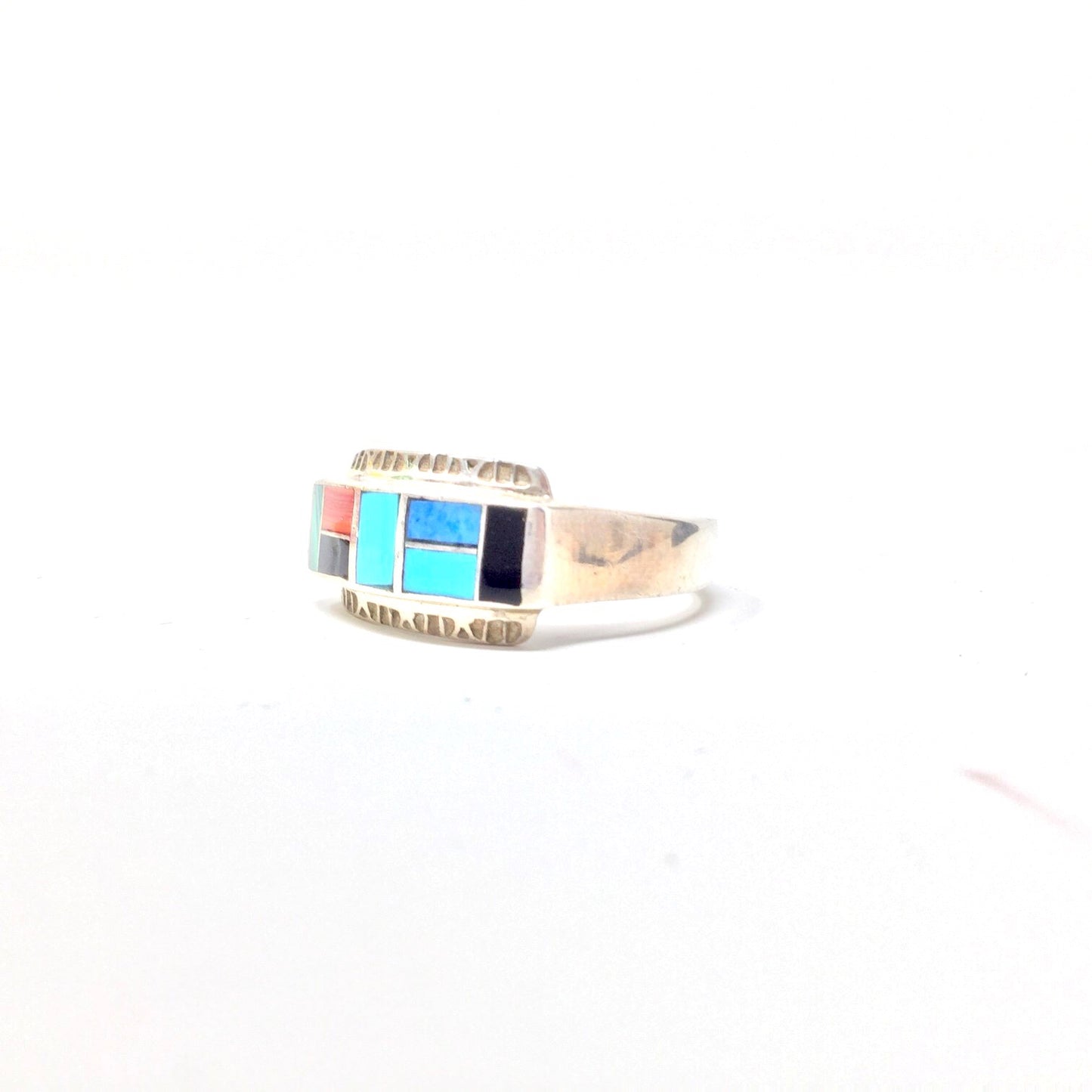Multistone Inlaid Ring, size 6