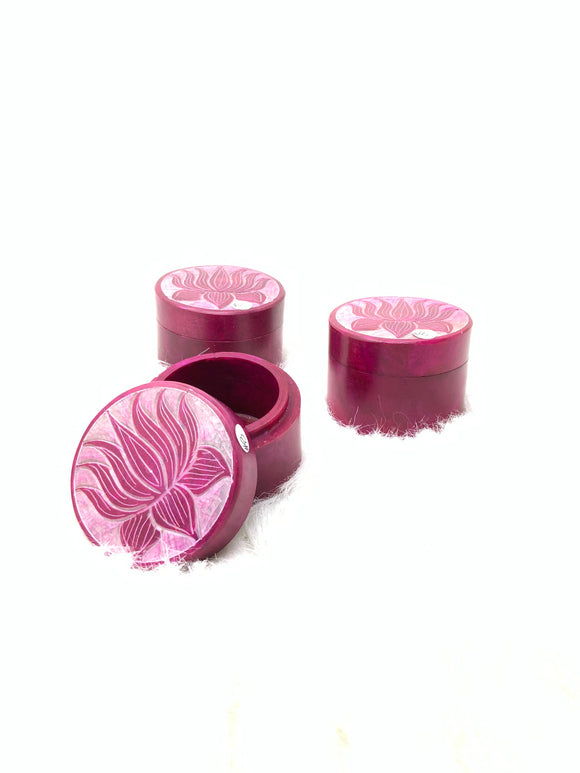 Pink Soapstone Lotus Box