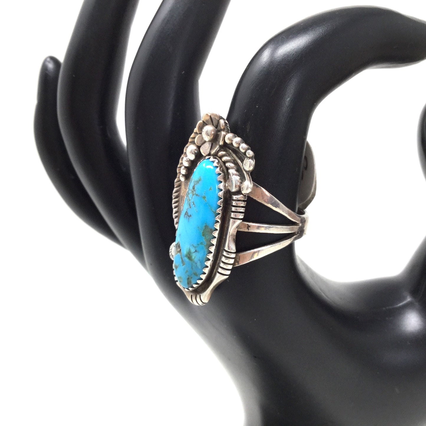 Ornate Turquoise Ring, size 8.5