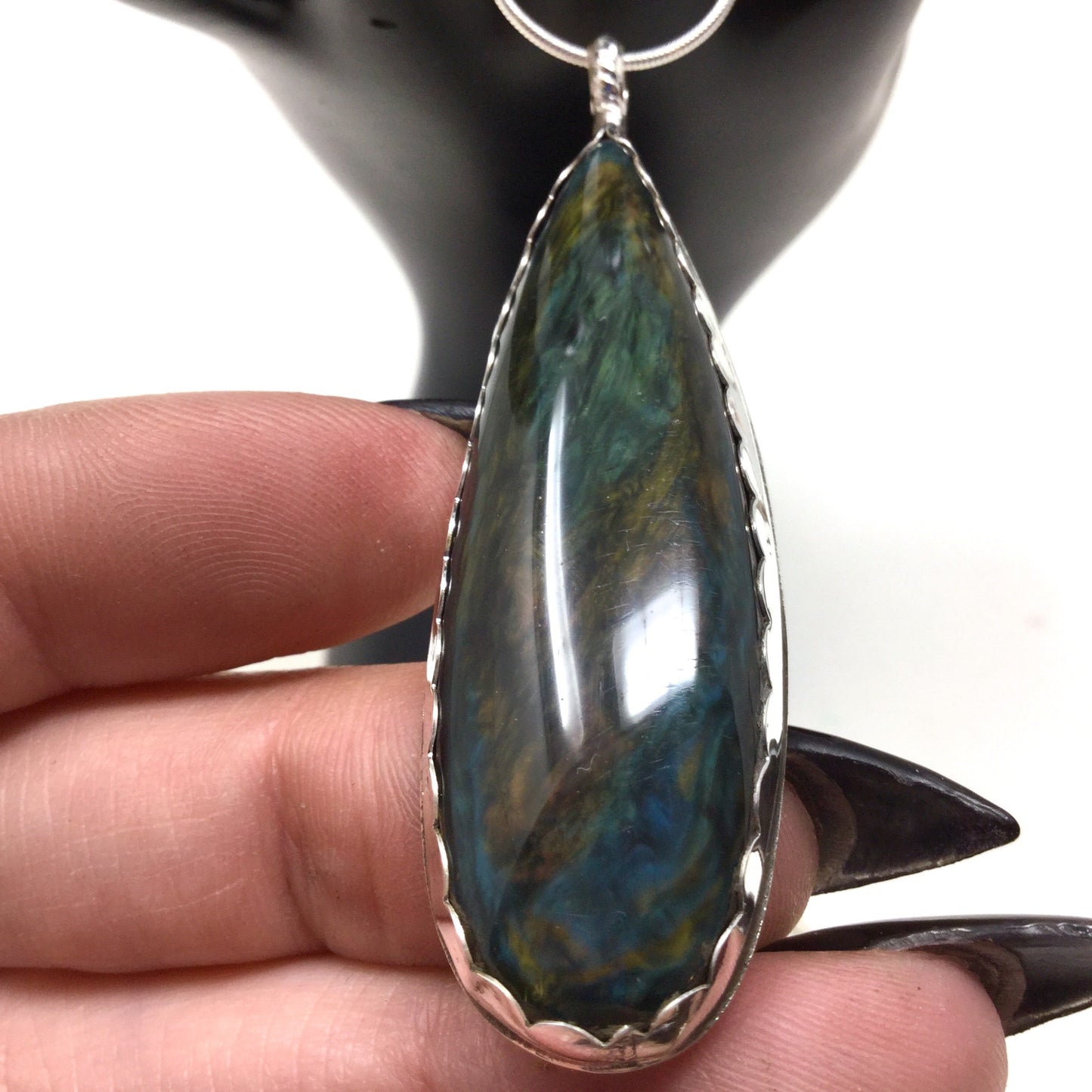 Mother of Pearl Obsidian Pendant