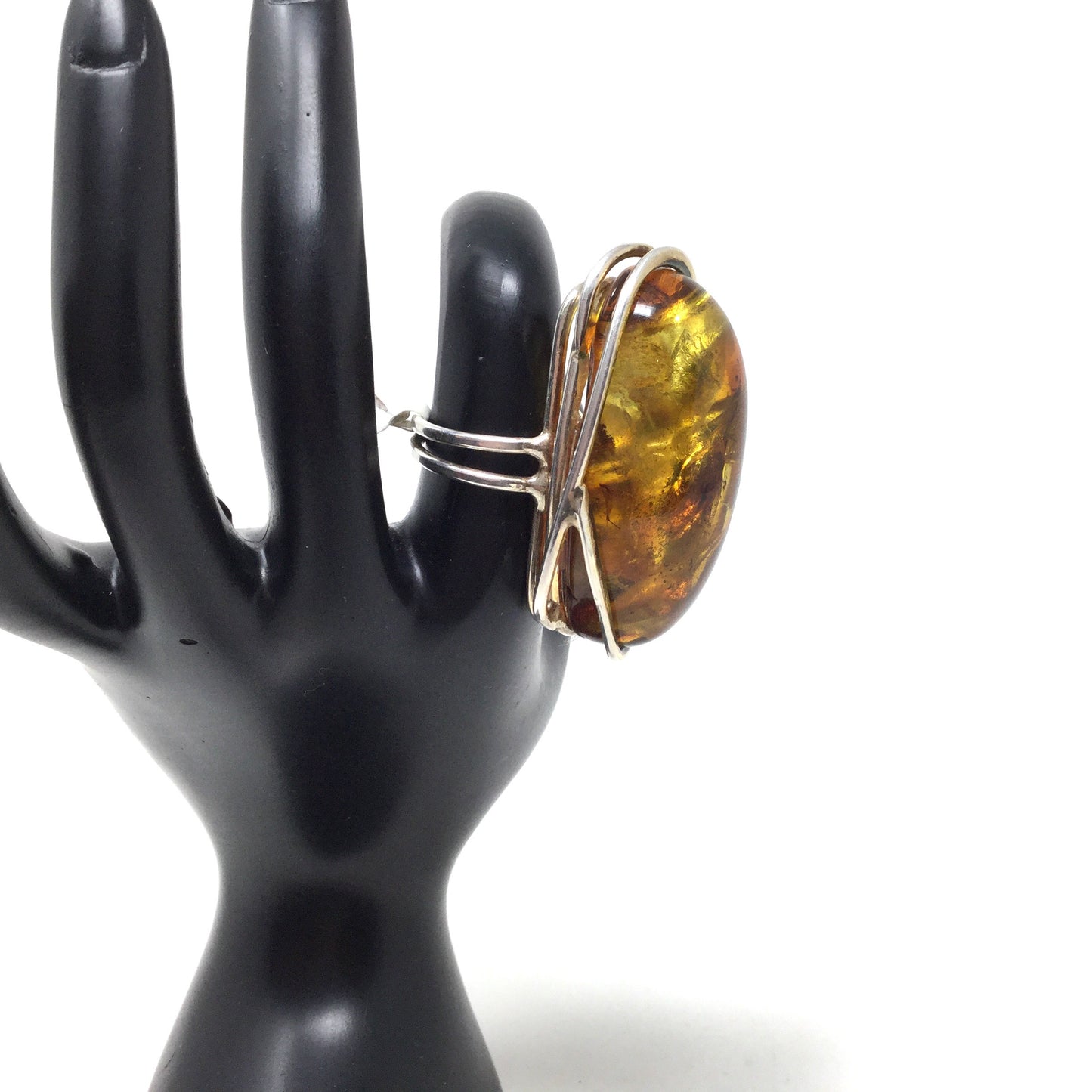 Very Large Freeform Amber Ring, Adjustable Size