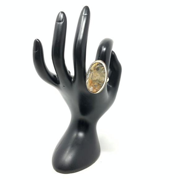 Graveyard Plume Agate Ring, size 9