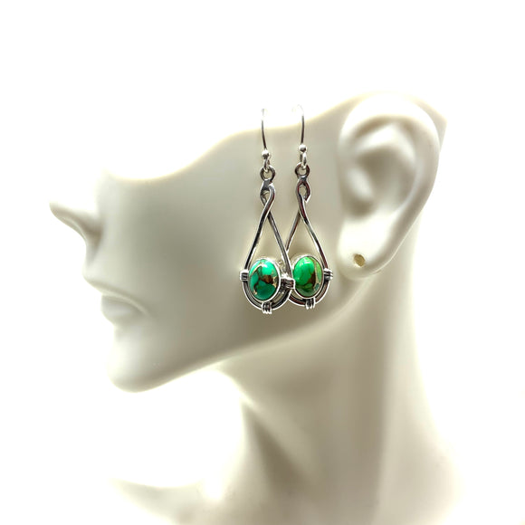Green Mojave Turquoise Earrings