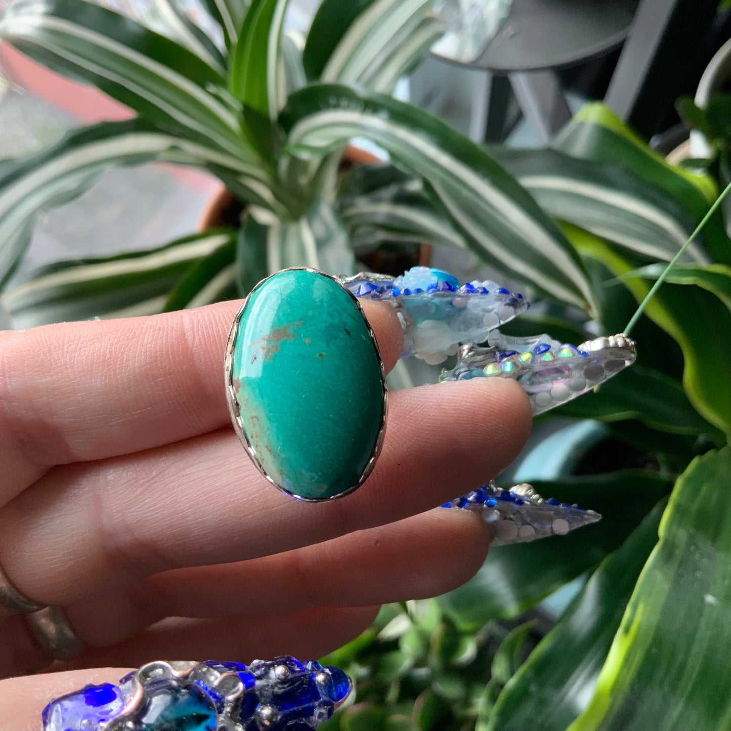 Green Turquoise Ring, size 7