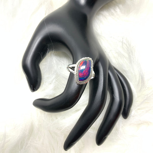 Blue Aura Opal Ring, size 11