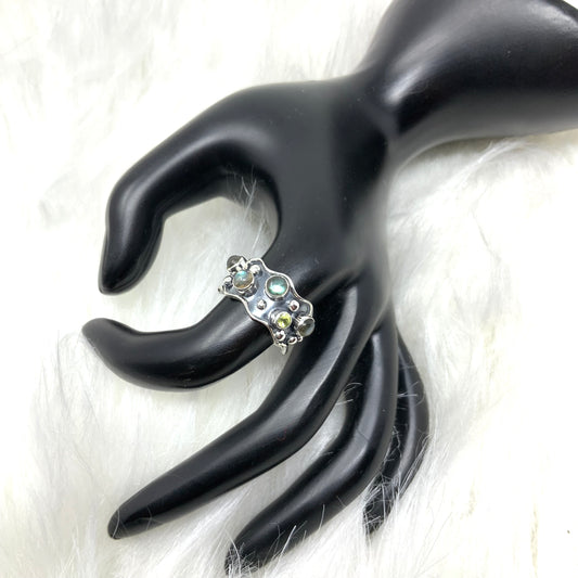 Labradorite and Peridot Ring, size 8