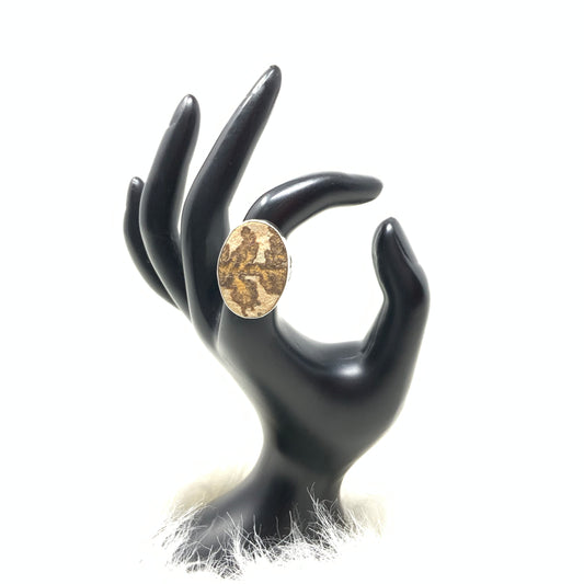 Psilomelane Dendrite Ring, size 7