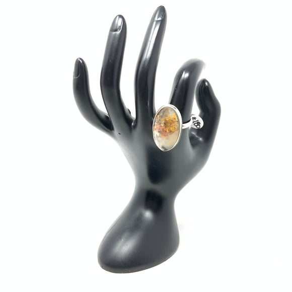 Graveyard Plume Agate Ring, size 10