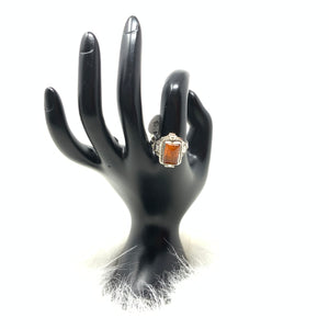 Baltic Amber Poison Ring, size 10