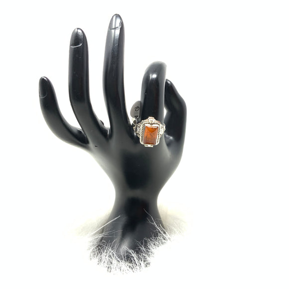 Baltic Amber Poison Ring, size 10