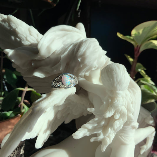 White Opal Ring, size 8