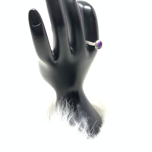 Small Polished Amethyst Ring, size 10