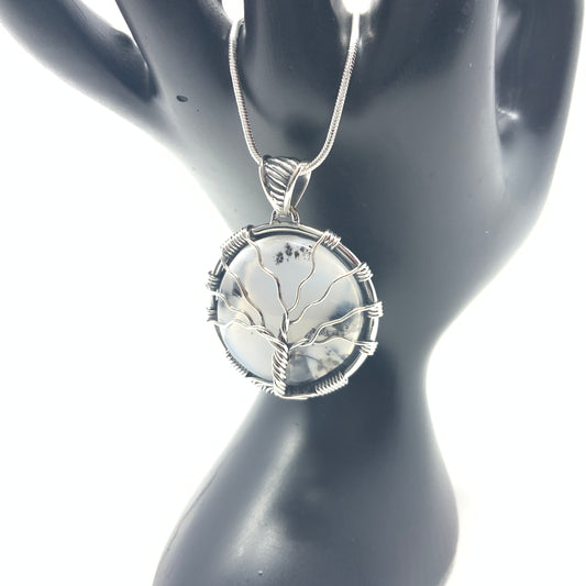 Wire Wrapped Tree of Life Dentrite Opal Pendant