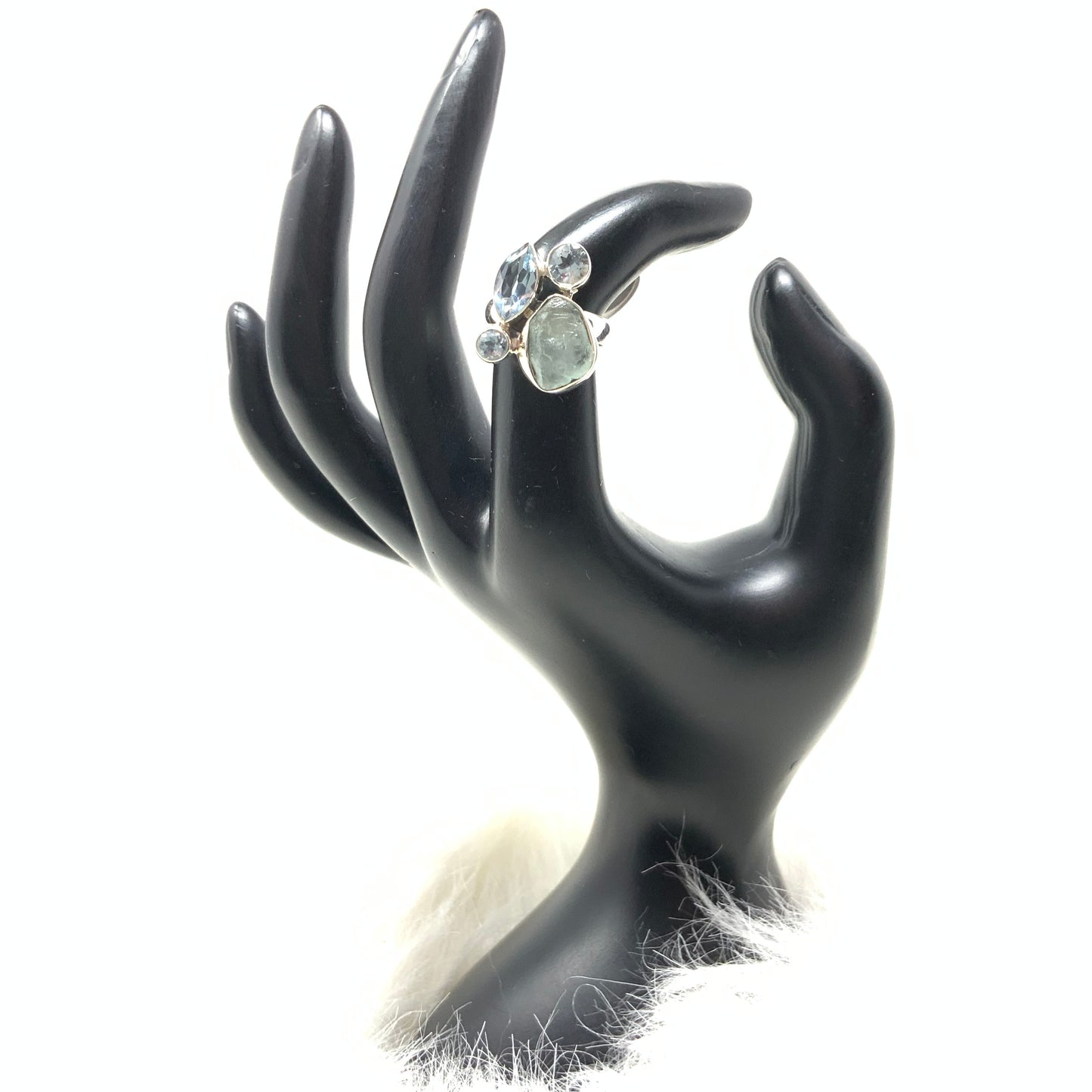 Multistone Aquamarine Ring, size 5