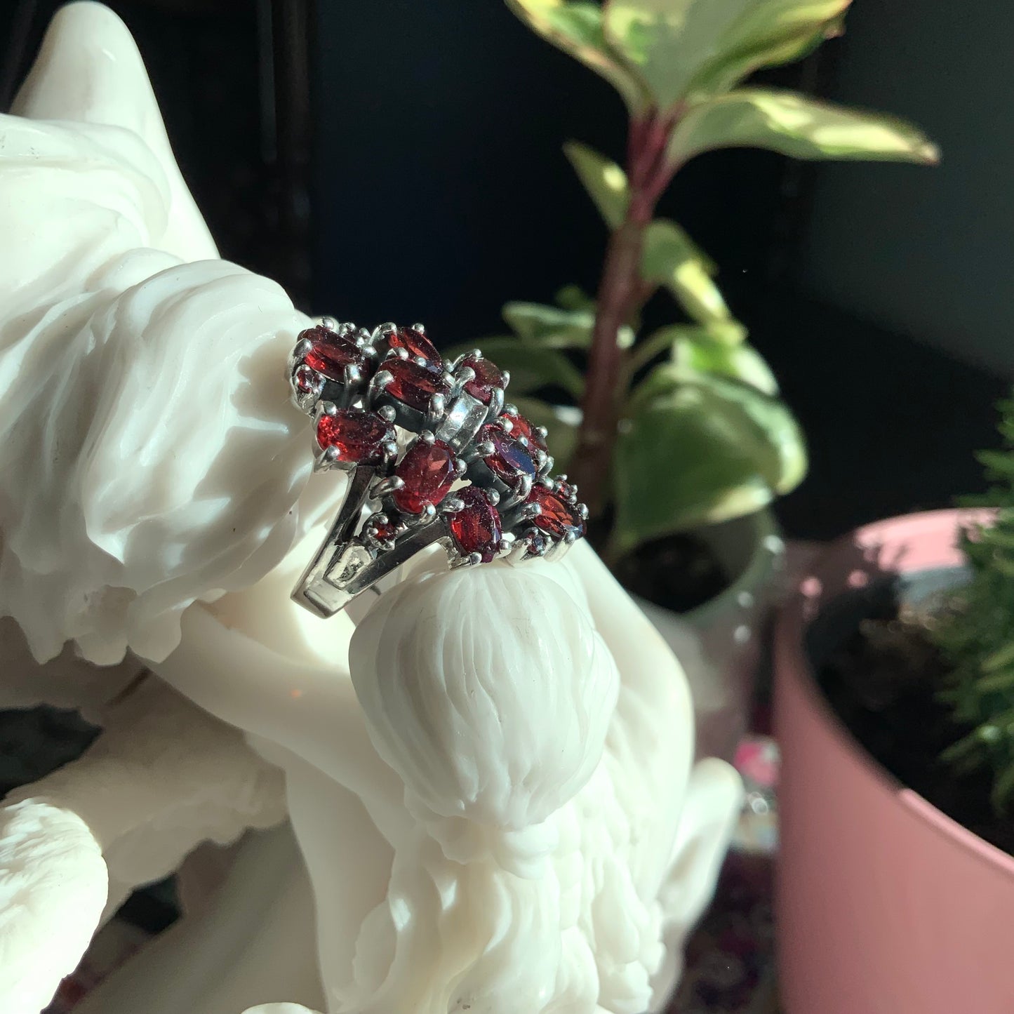 Garnet Cocktail Ring, size 7