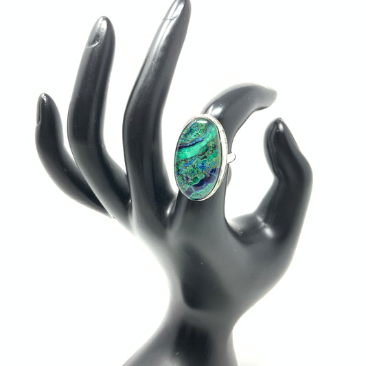 Azurite Malachite Ring, size 6