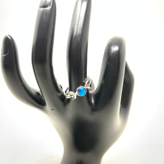 Blue Opal Moon Ring, sizes 6, 7 & 9