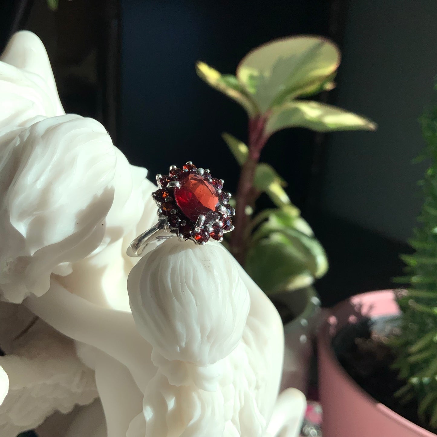 Garnet Cocktail Ring, size 6