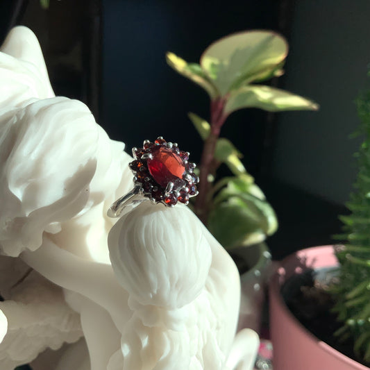 Garnet Cocktail Ring, size 6