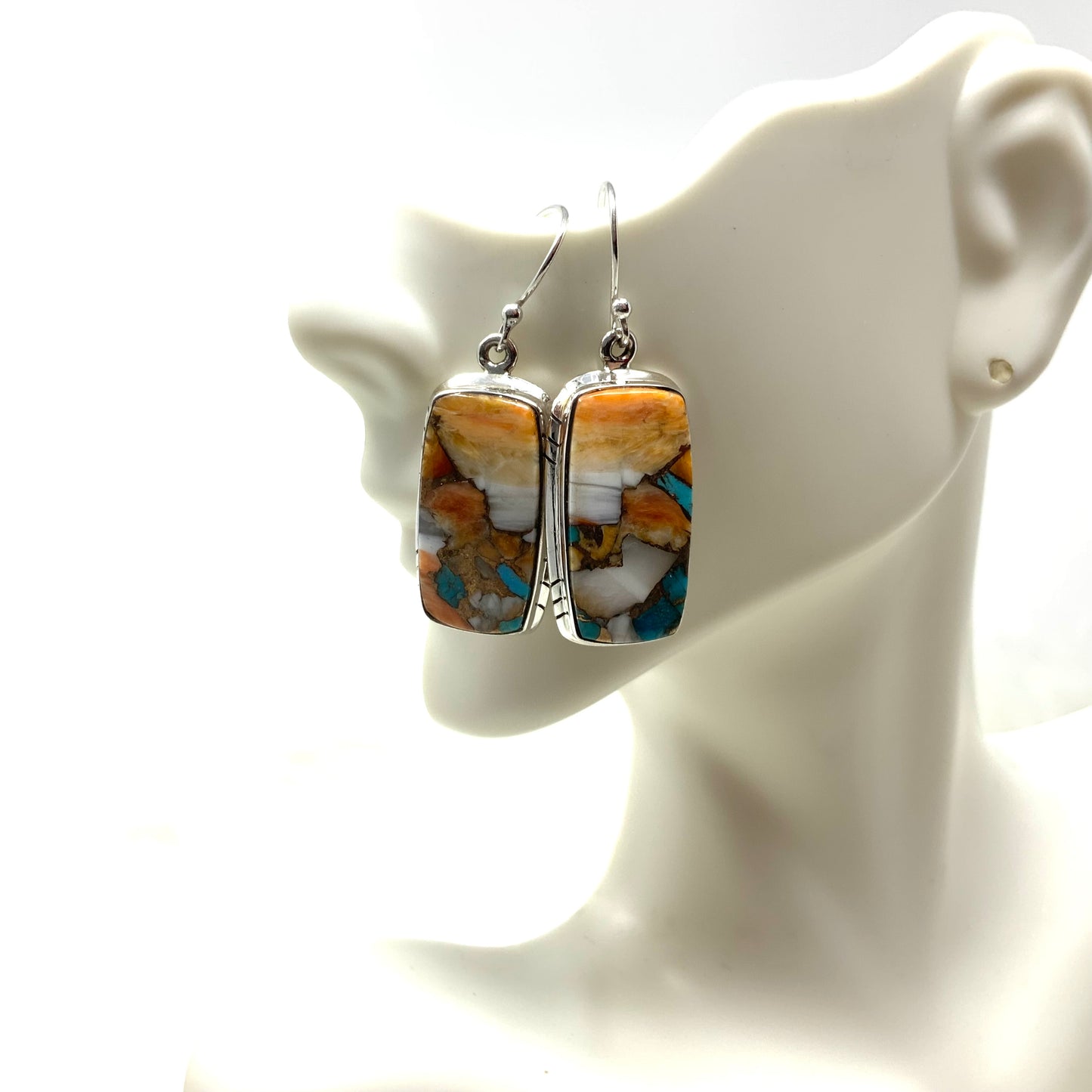 Orange and Blue Mojave Turquoise Earrings