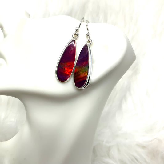 Red Aura Opal Earrings