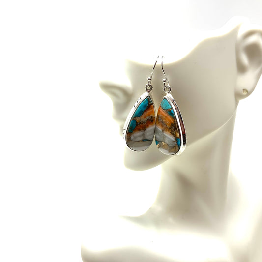 Orange and Blue Mojave Turquoise Earrings