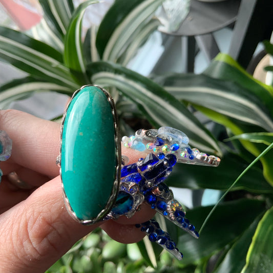 Green Turquoise Ring, size 8