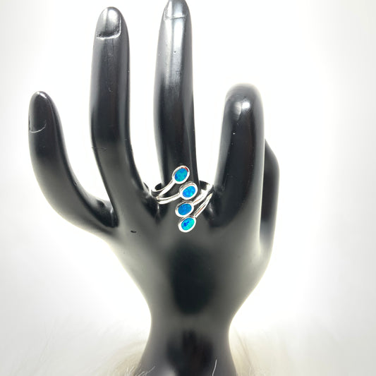 Blue Multistone Opal Ring, adjustable