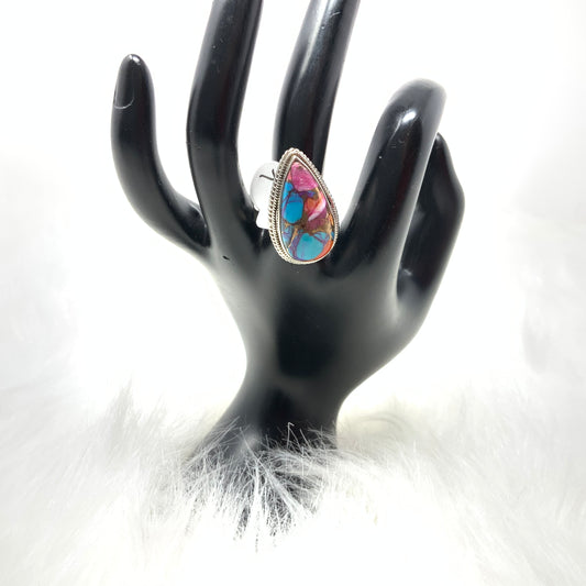Rainbow Mojave Turquoise Ring, size 7