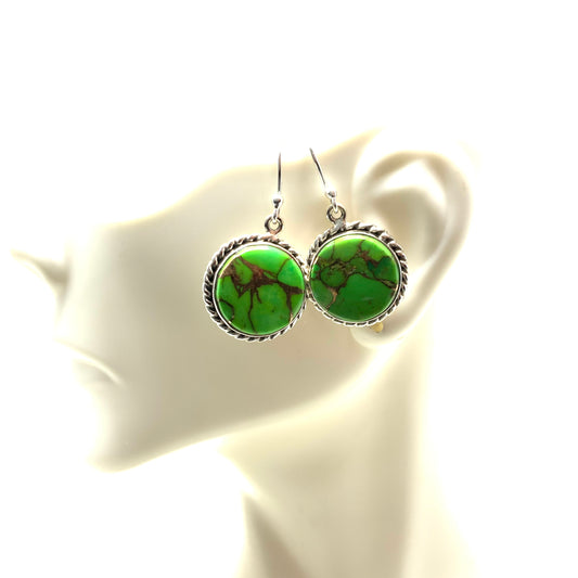 Green Mojave Turquoise Earrings