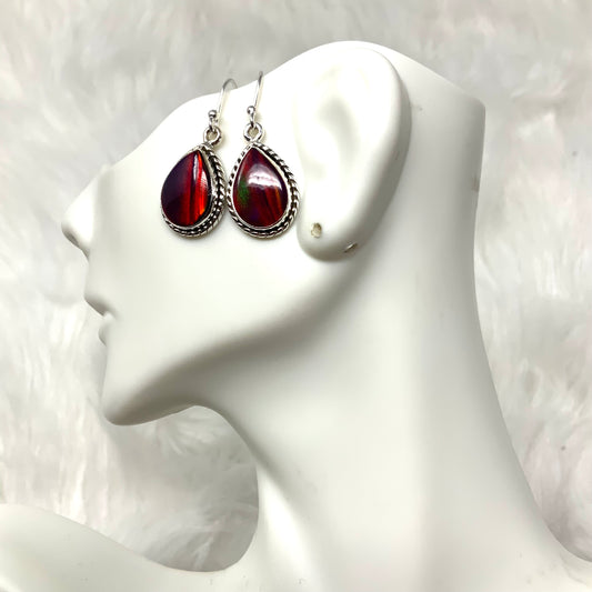 Red Aura Opal Earrings