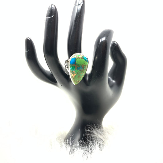 Green Mojave Turquoise Ring, size 8
