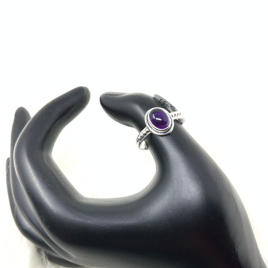 Small Polished Amethyst Ring, size 7