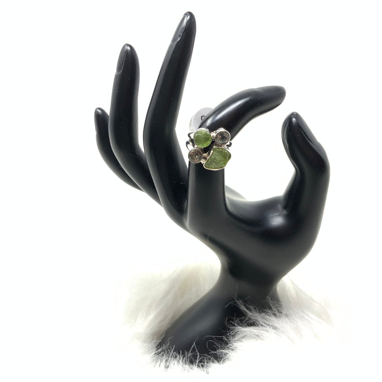 Multistone Peridot Ring, size 8