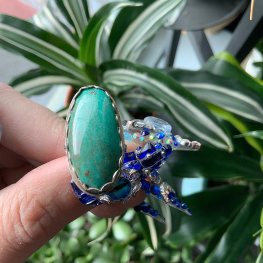Green Turquoise Ring, size 6