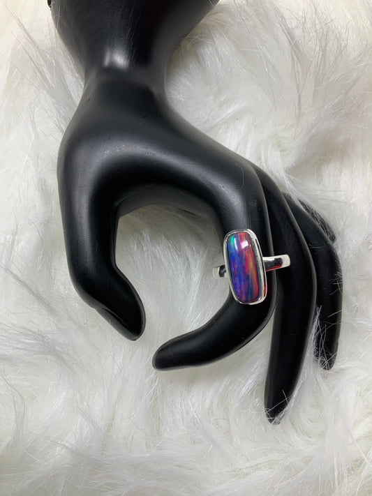 Blue Aura Opal Ring, size 11