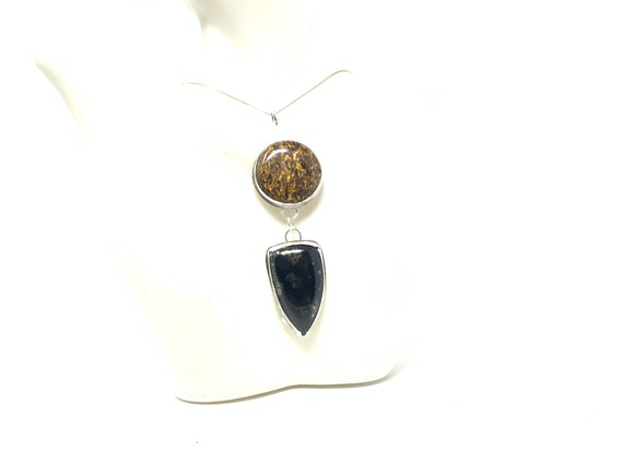 Gold Leaf Stone and Peruvian Jade Pendant